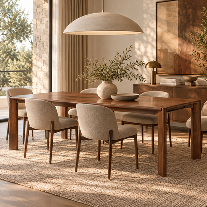 Sullivan Solid Ash Dining Table, Walnut Finish