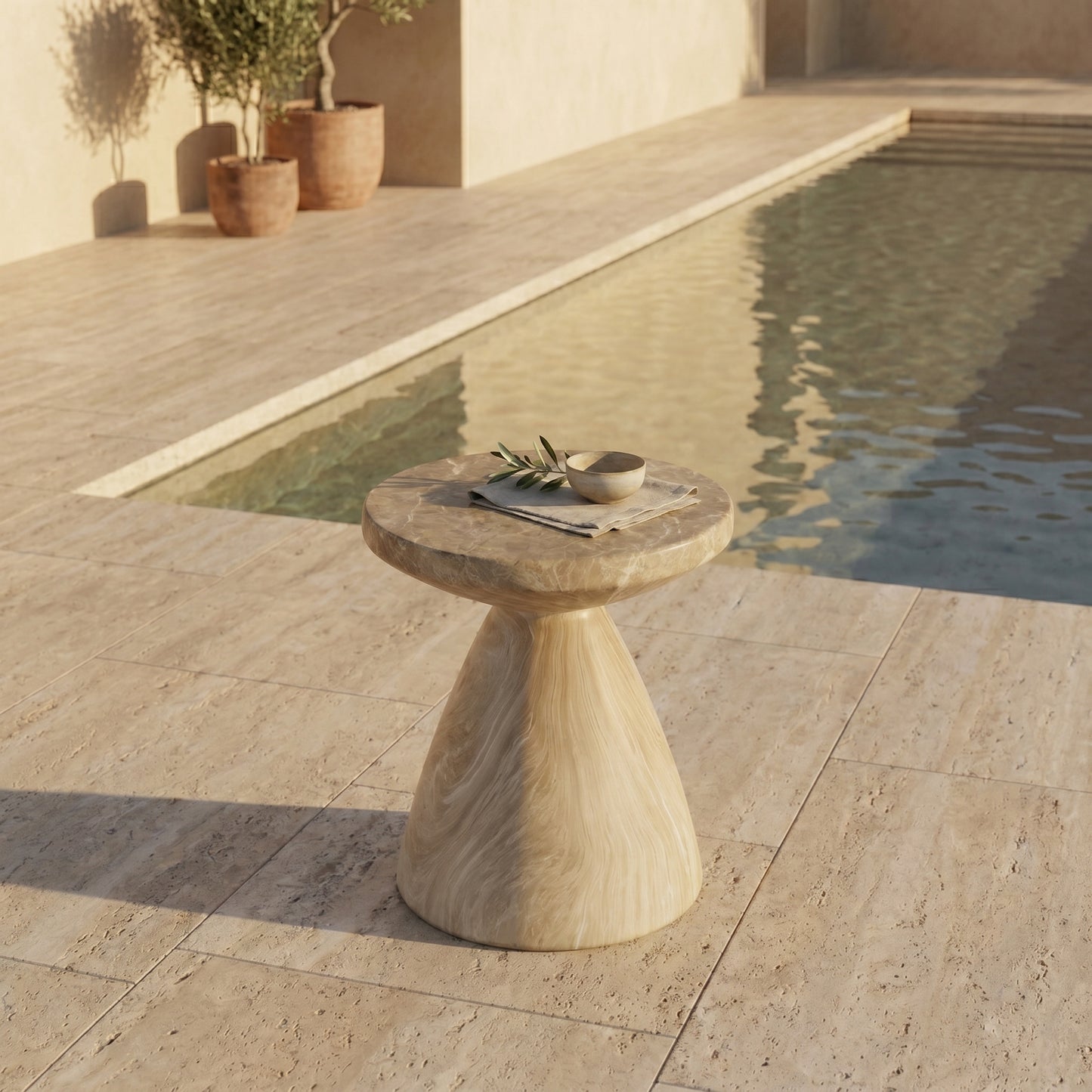 Terrazzo Faux Marble Outdoor Side Table