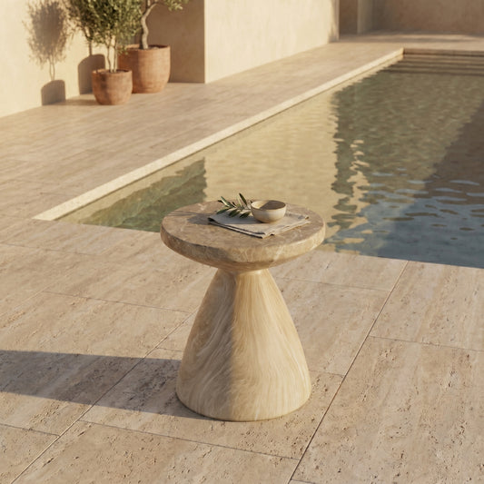 Terrazzo Faux Marble Outdoor Side Table