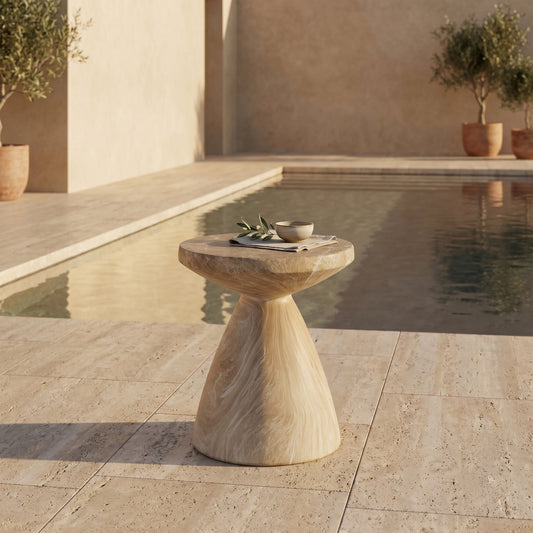 Terrazzo Faux Marble Outdoor Side Table