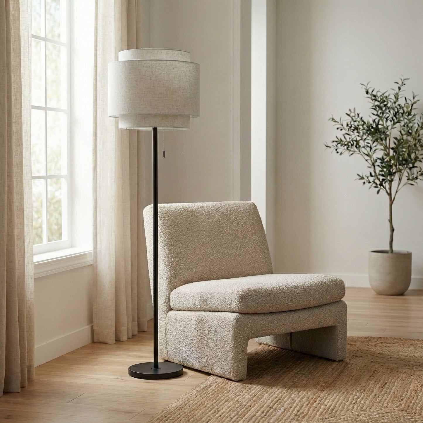 Tiered Linen Floor Lamp