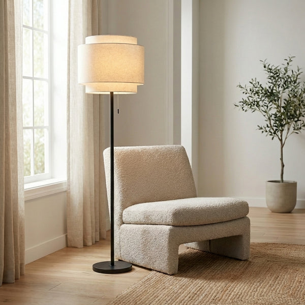 Tiered Linen Floor Lamp