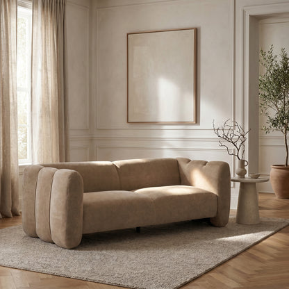 Tonson Sculptural Bouclé Sofa, Camel