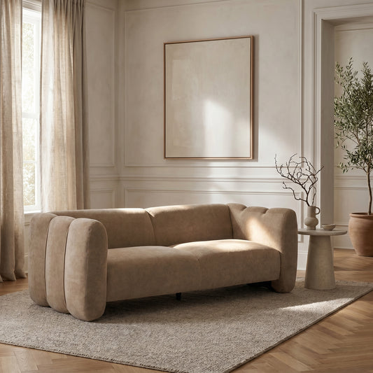 Tonson Sculptural Bouclé Sofa, Camel