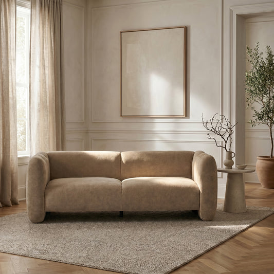 Tonson Sculptural Bouclé Sofa, Camel