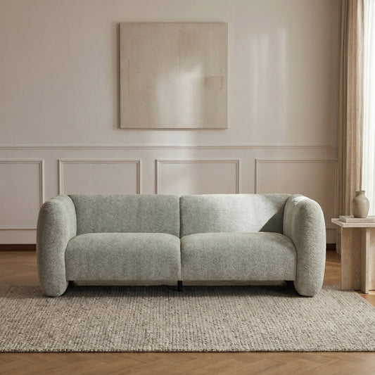 Tonson Sculptural Bouclé Sofa, Light Green