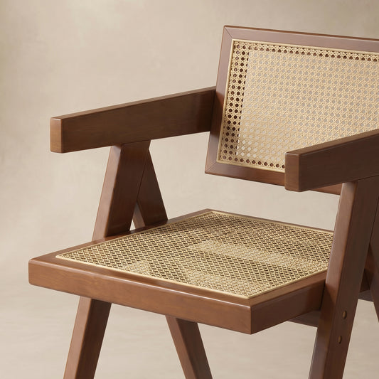 Varenne Cane-Back Walnut Dining Armchair