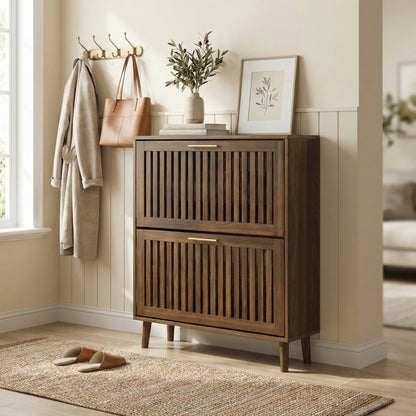 Walnut Shoe Storage Cabinet