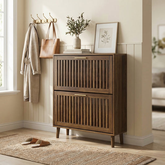 Walnut Shoe Storage Cabinet
