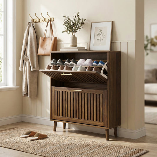 Walnut Shoe Storage Cabinet