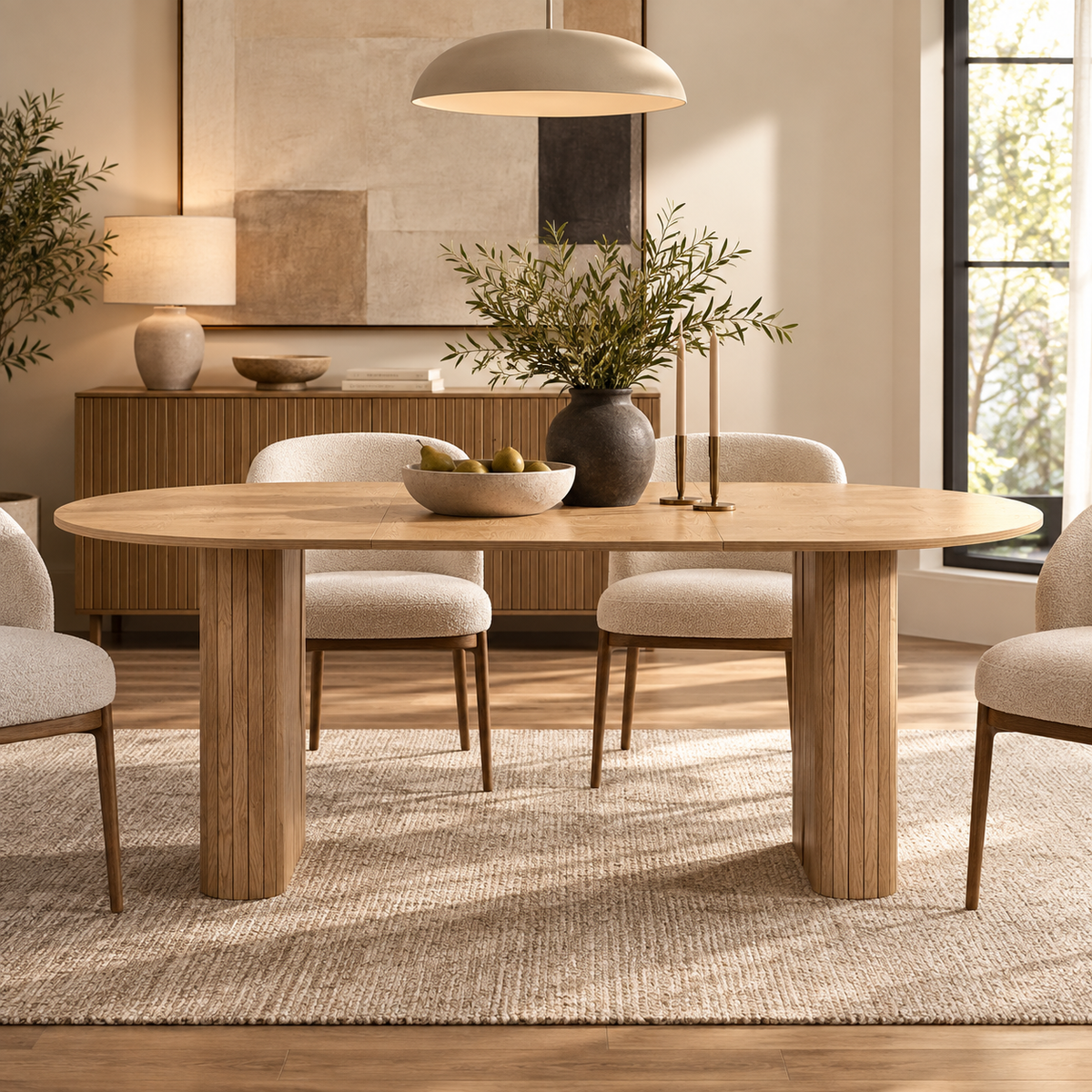 Waverly Oval Dining Table, Natural Oak