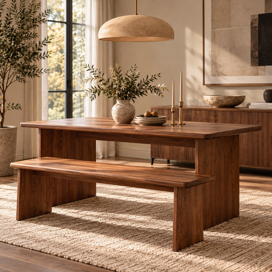 Weston Solid Wood Dining Table Set, Walnut