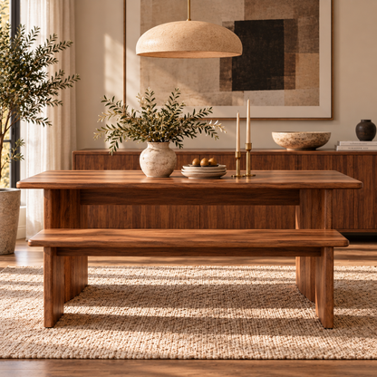 Weston Solid Wood Dining Table Set, Walnut