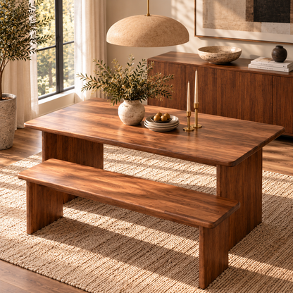 Weston Solid Wood Dining Table Set, Walnut