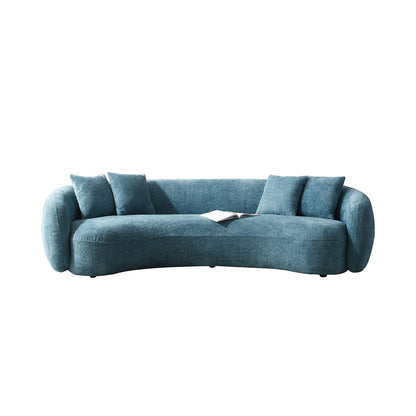 Lunara Curved Bouclé Sofa, Blue