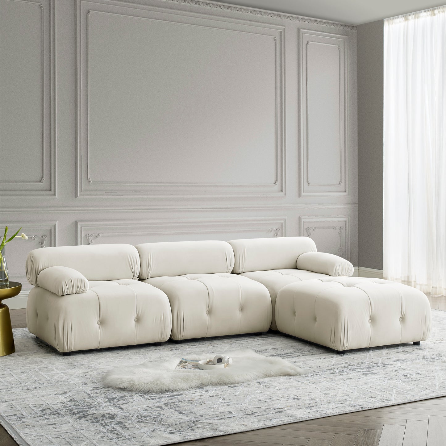 93" Modular Sectional Sofa, Beige