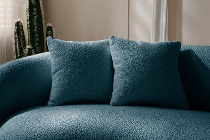 Lunara Curved Bouclé Sofa, Blue