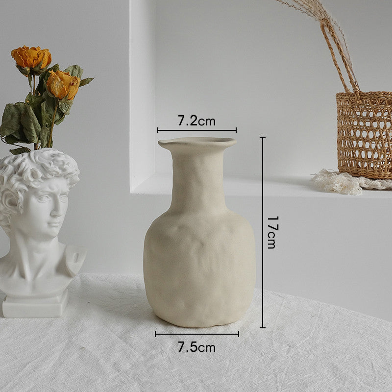 Powdery Beige Abstract Ceramic Vases