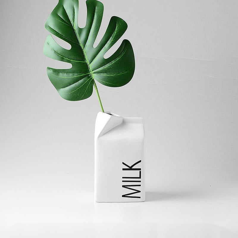Minimal Milk & Cream Carton Vases