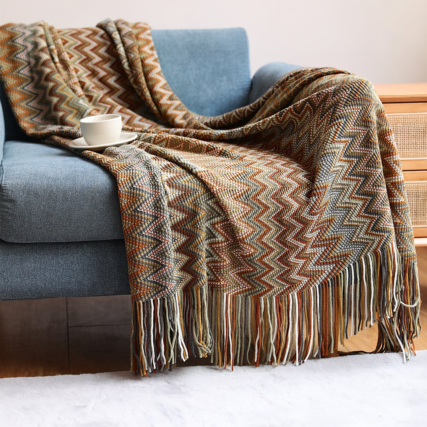 Bohemian Knit Throw Blanket