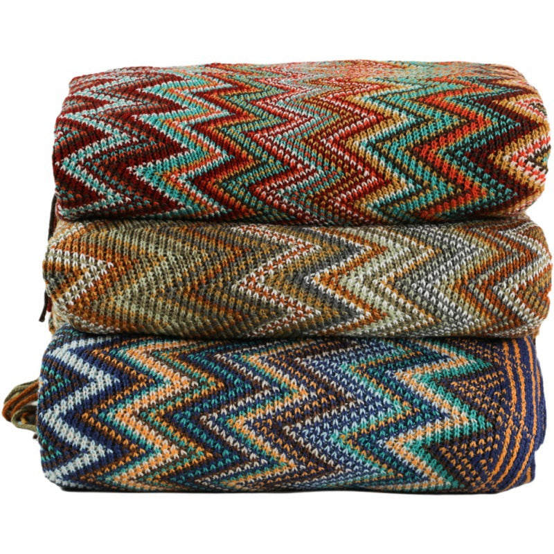 Bohemian Knit Throw Blanket