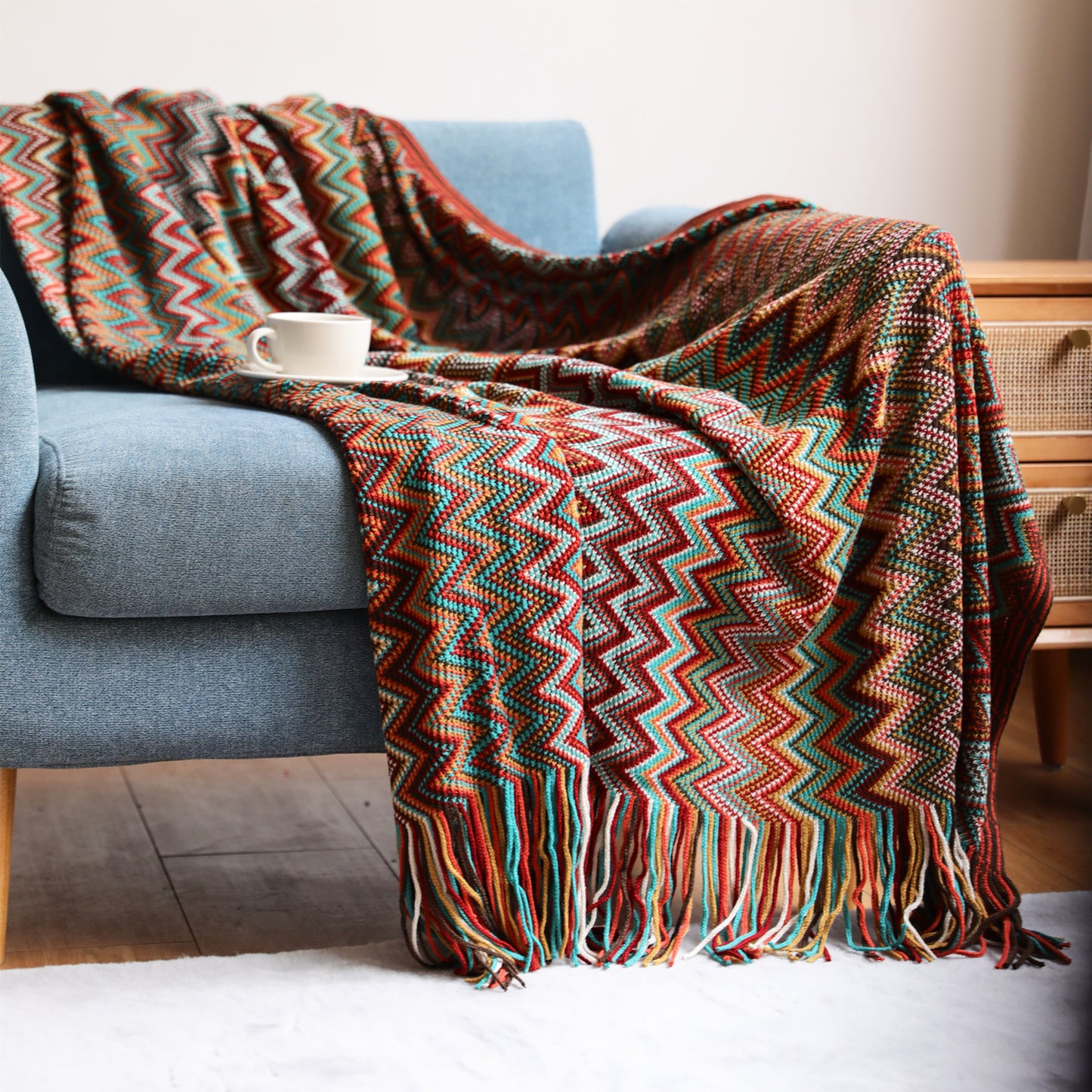 Bohemian Knit Throw Blanket