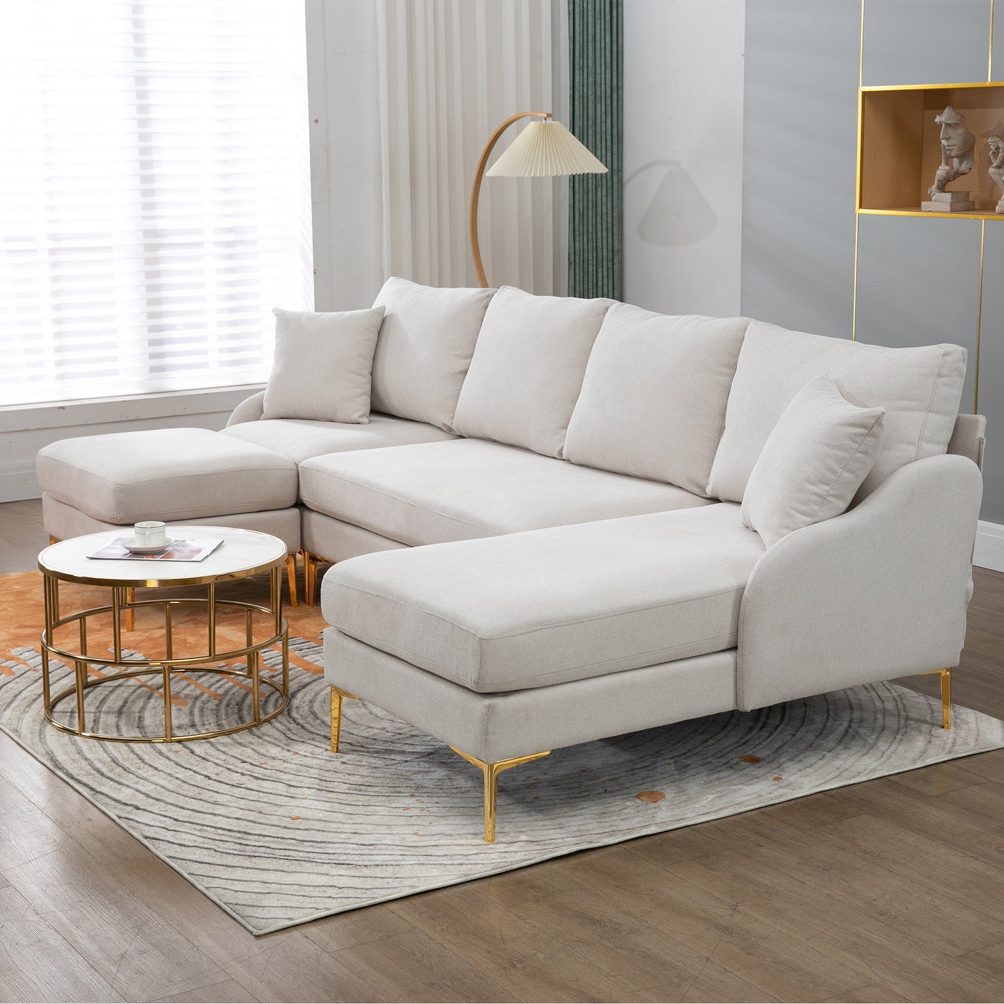 110'' Allen Reversible Chaise Sectional, Beige