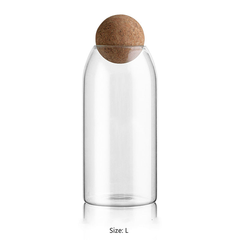 Glass Container with Cork Ball Top