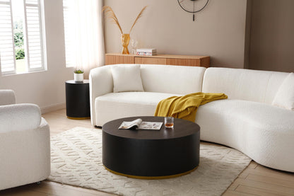 Round Black Coffee Drum Table