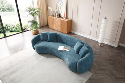 Lunara Curved Bouclé Sofa, Blue
