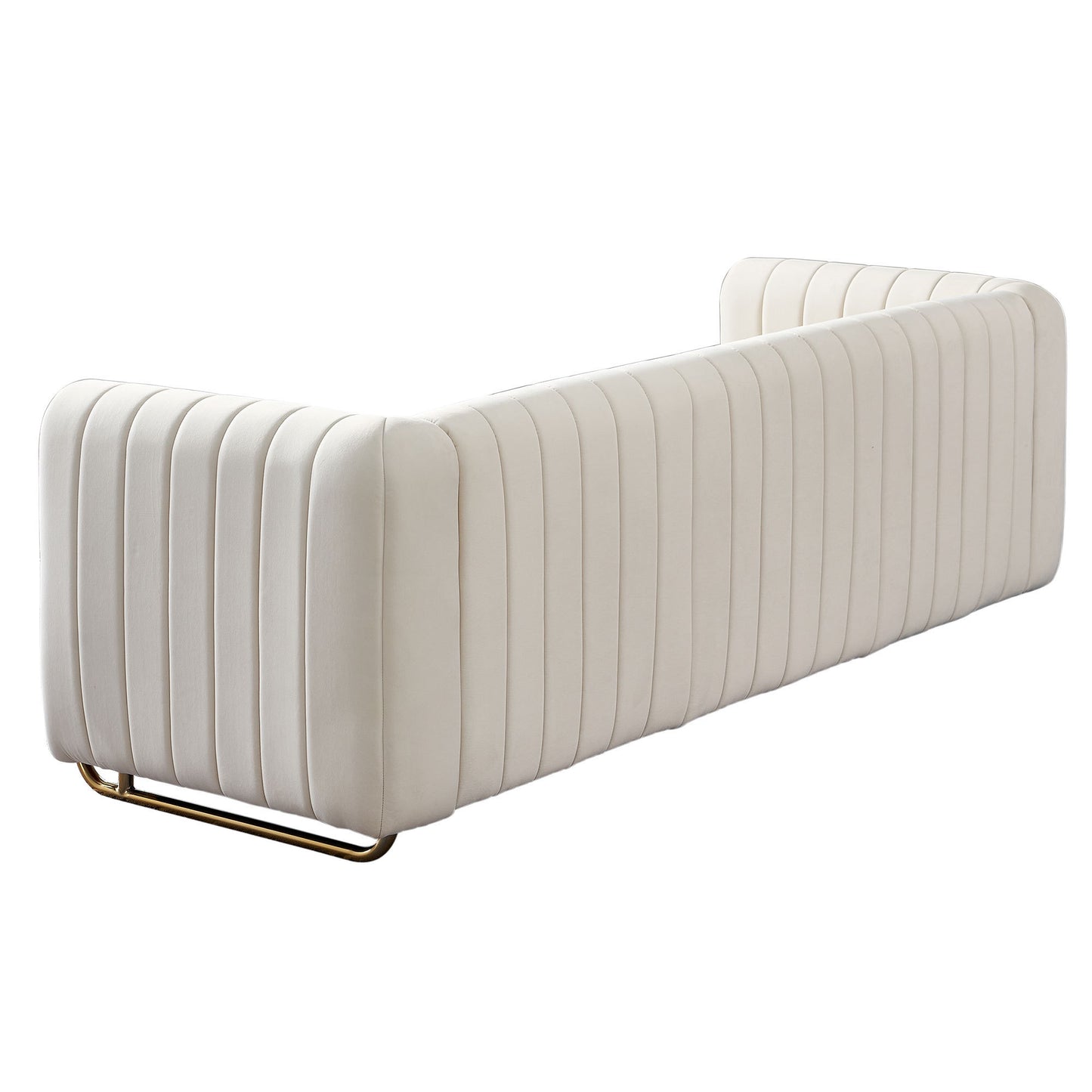 84" Channel Velvet Sofa, Beige