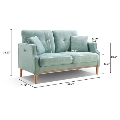 56" Grace Loveseat Sofa W/Waterproof Fabric, Baby Blue