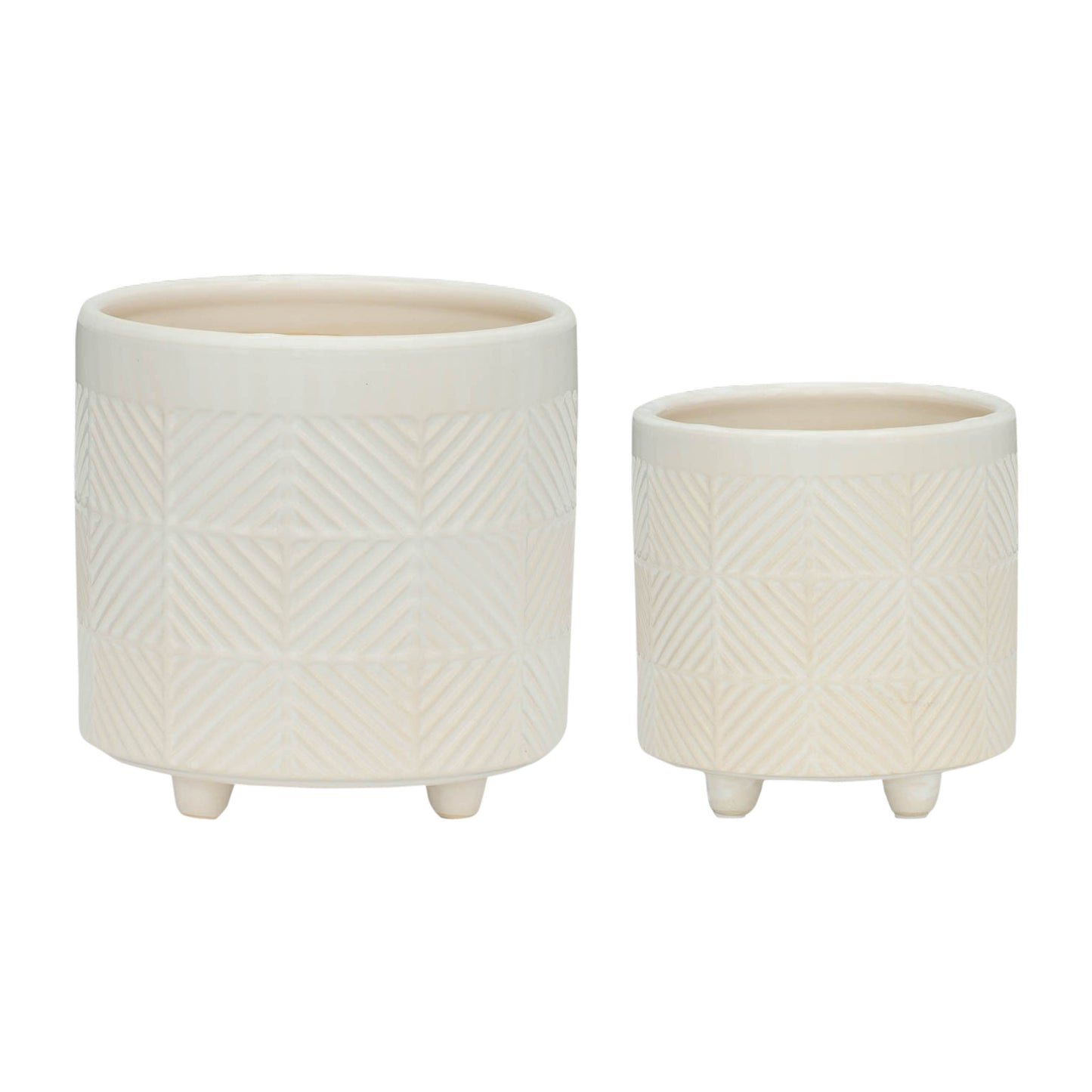 Geo White Planter Pots, Set of 2