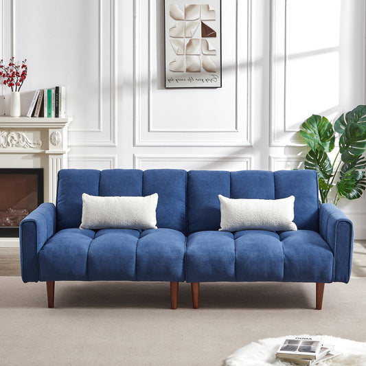 81" Aline Convertible Futon Sofa Bed, Dark Blue