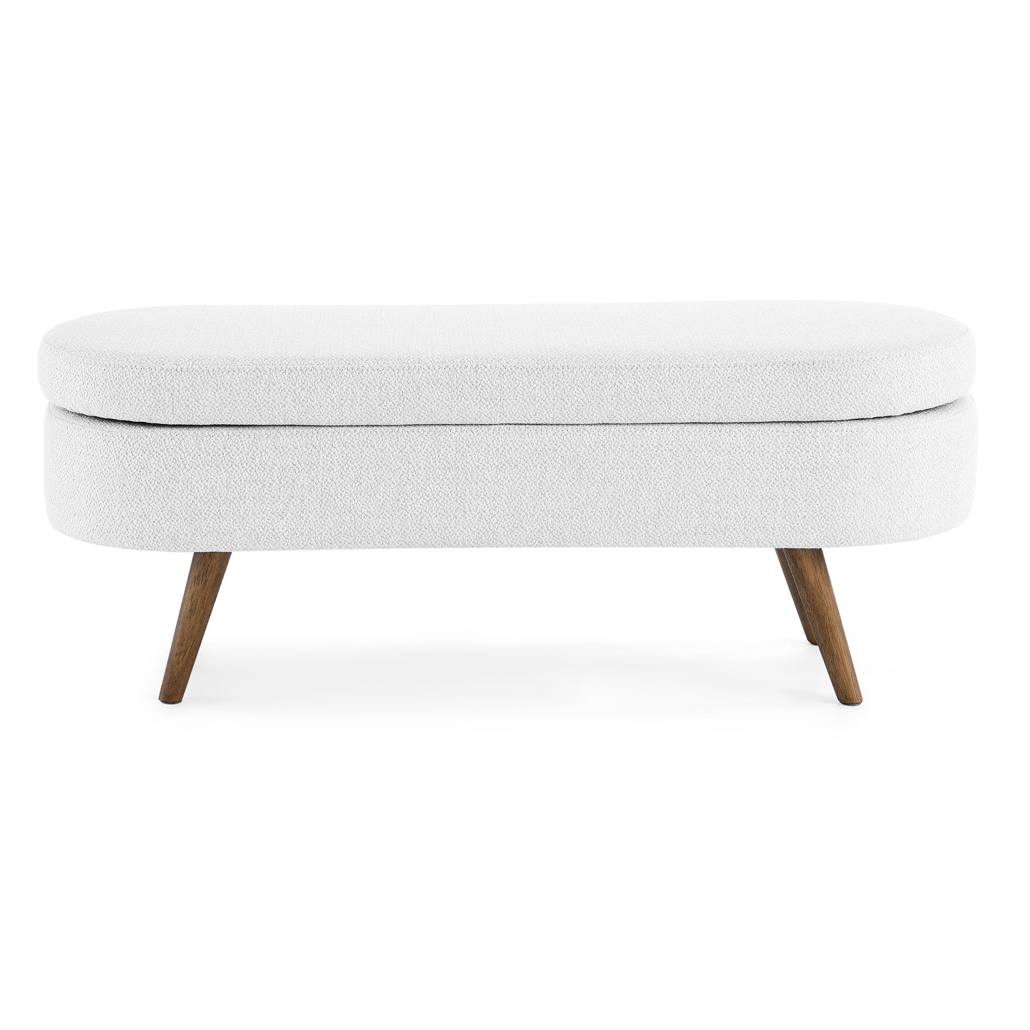 Kendrick Linen Oval Storage Bench, White