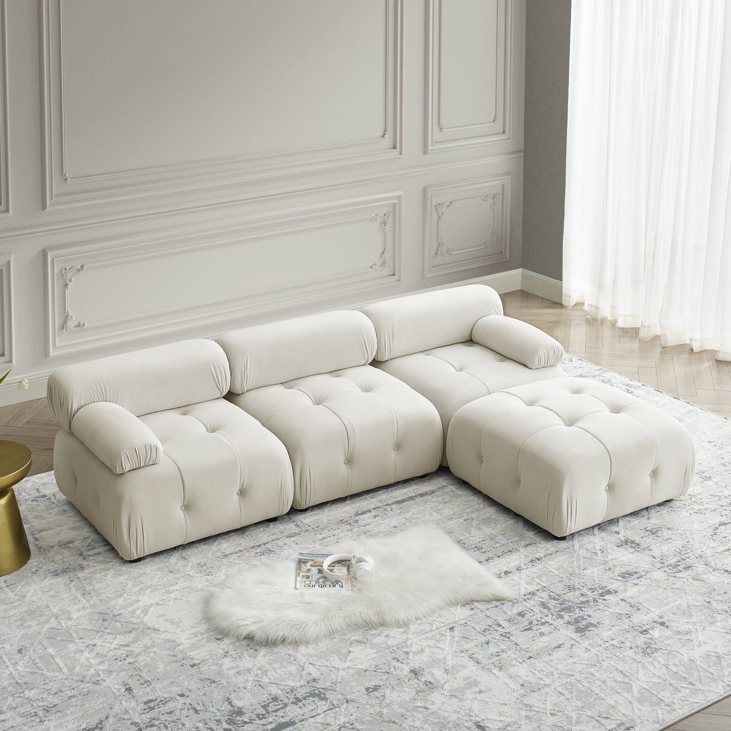 93" Modular Sectional Sofa, Beige