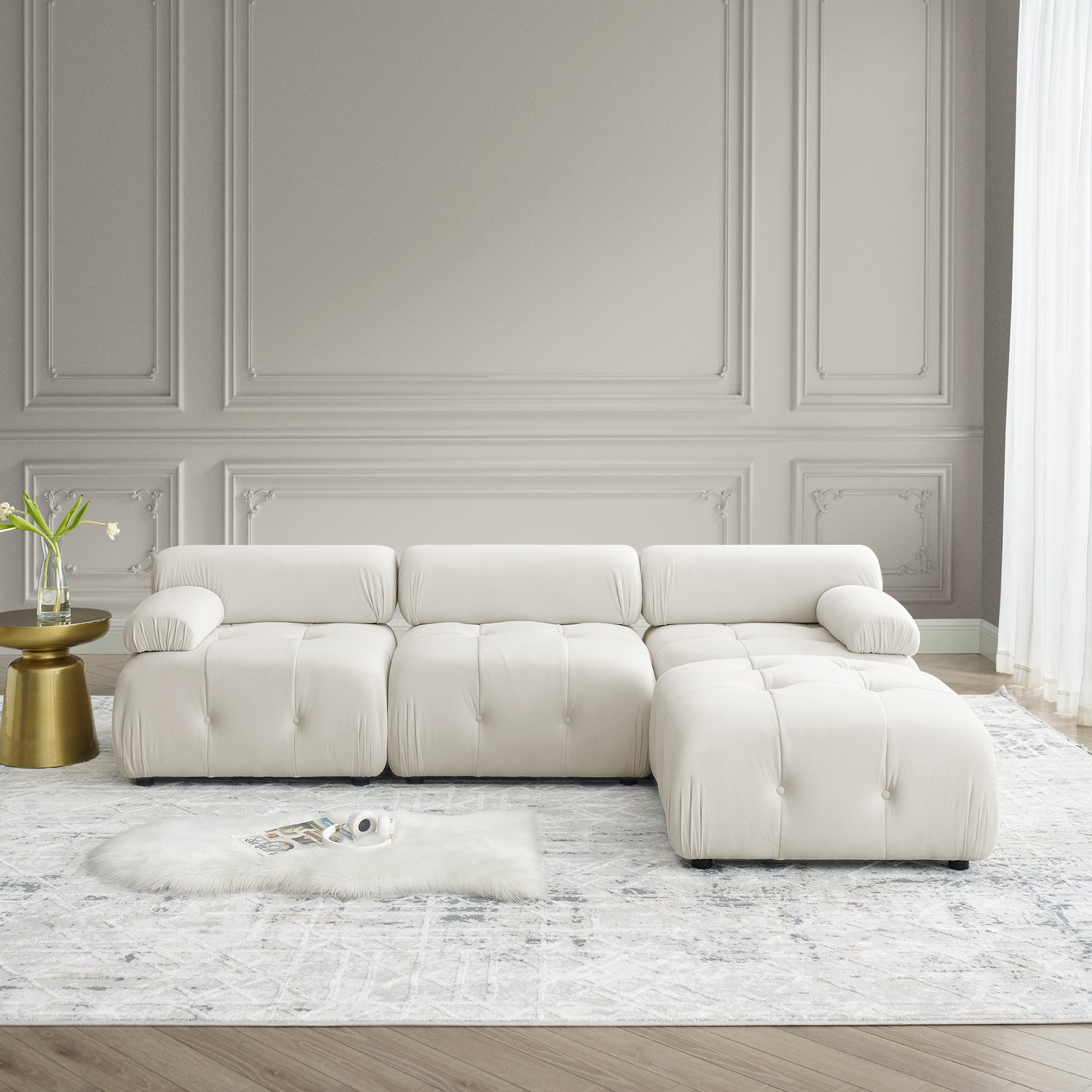 93" Modular Sectional Sofa, Beige