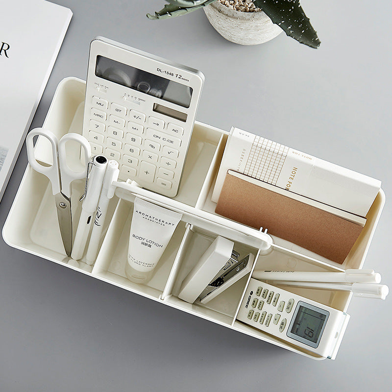 White Storage Caddy With Adjustable Storage