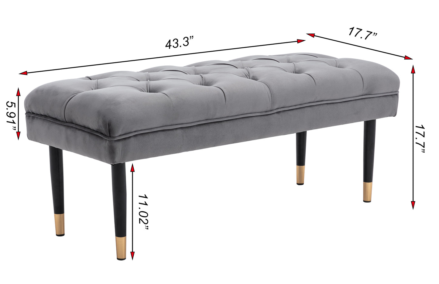 Tufted Modern Faux Velvet Bench