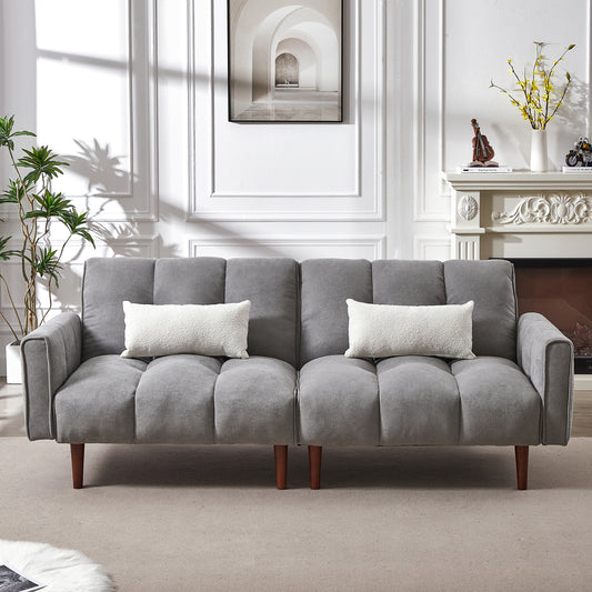 81" Aline Convertible Futon Sofa Bed, Grey