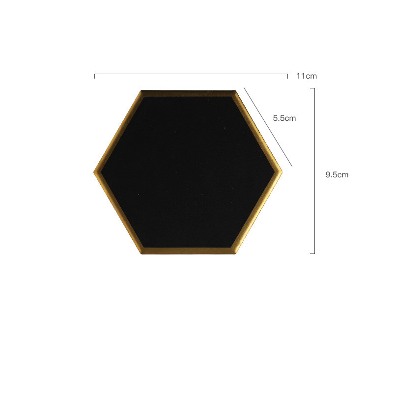 Ceramic Hexagon Gold Plated Coasters, Set of 4