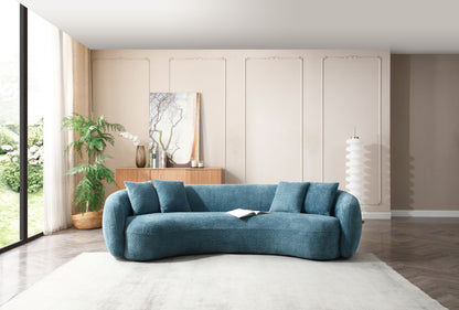 Lunara Curved Bouclé Sofa, Blue