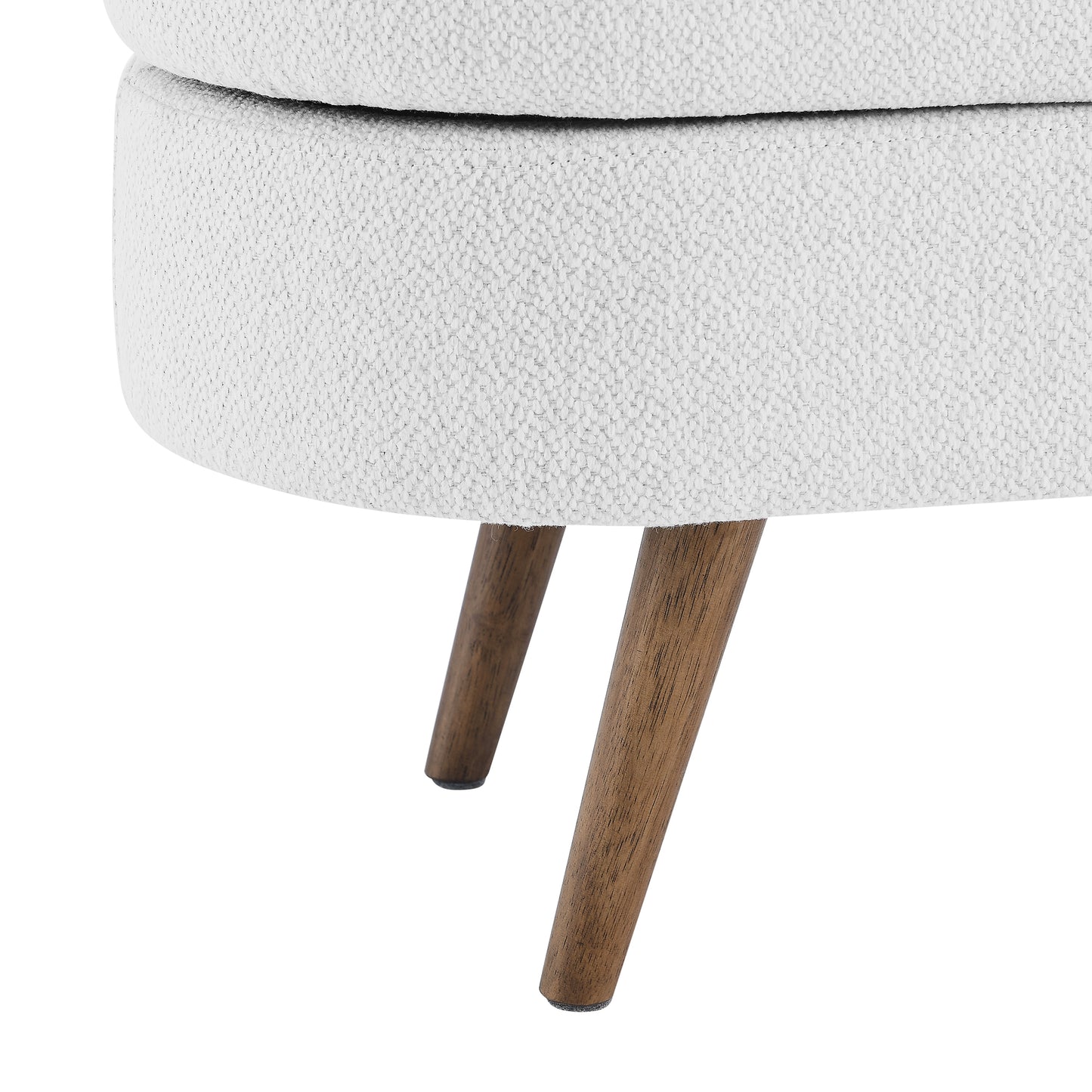 Kendrick Linen Oval Storage Bench, White