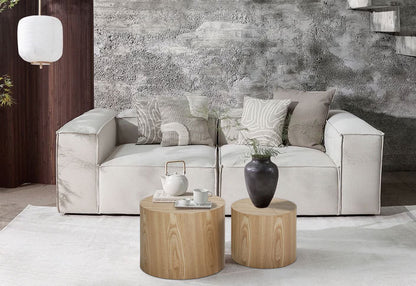 Oak Veneer Coffee End Tables, Set of Two