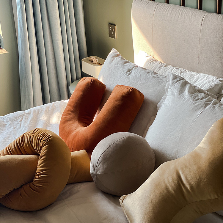 Three-dimensional Geometric Faux Velvet Pillows