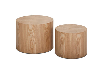 Oak Veneer Coffee End Tables, Set of Two