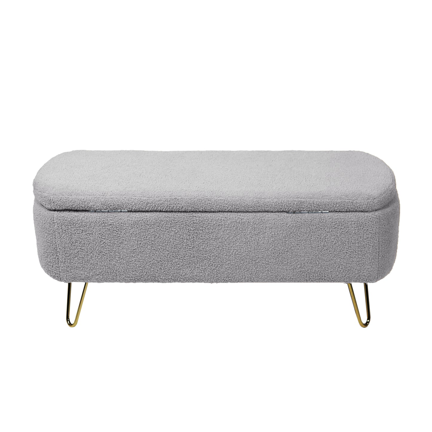 Amber Faux Sherpa Storage Bench, Grey