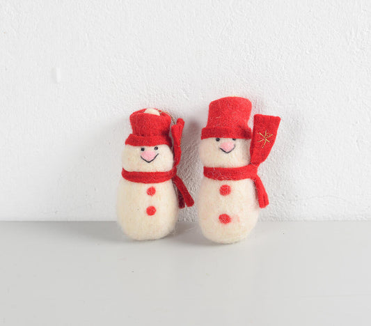 Snowman Felt Ornaments, Set of 2
