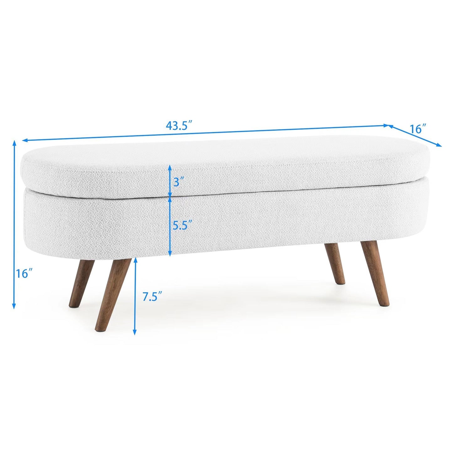 Kendrick Linen Oval Storage Bench, White