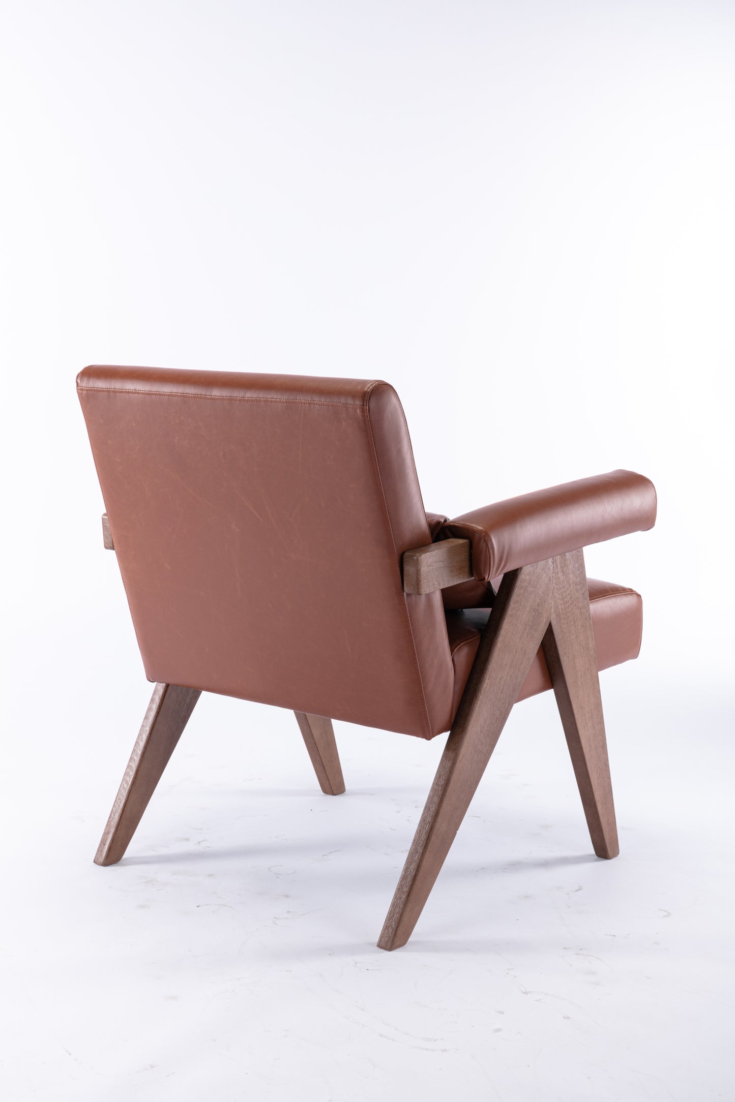 Lenox Mid Century Faux Leather Cognac Lounge Accent Arm Chair